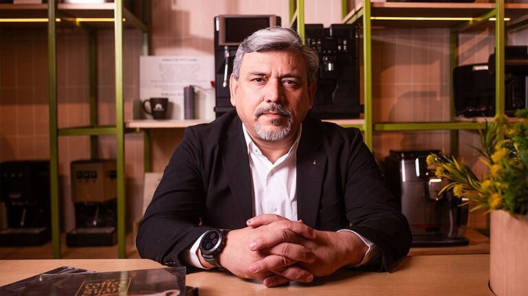 man, machine and coffee